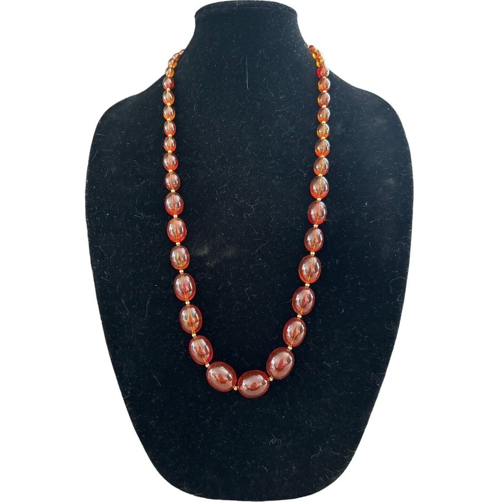 Fabulous Joan Rivers Faux Amber Goldtone Vintage Necklace 32”